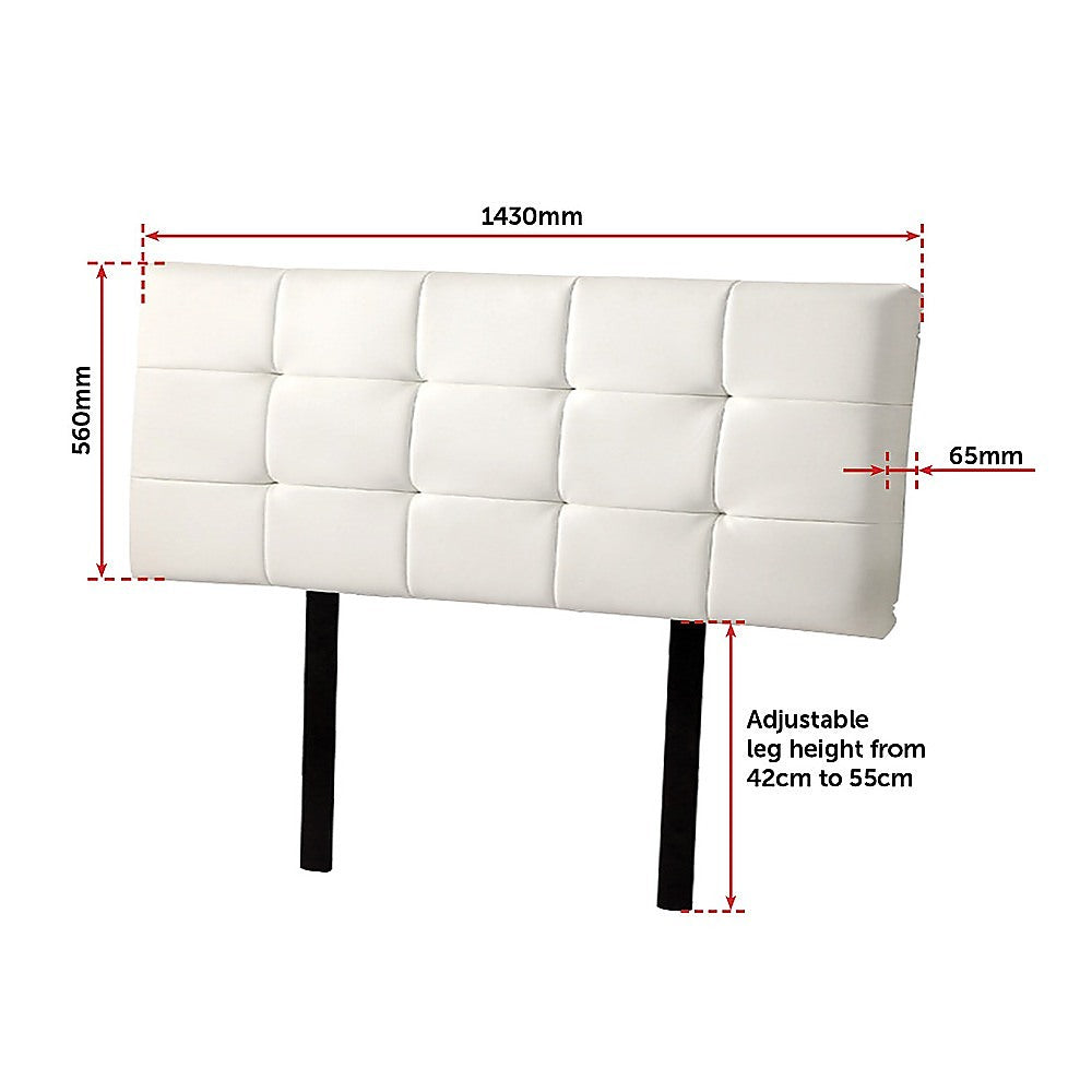 PU Leather Double Bed Deluxe Headboard Bedhead White