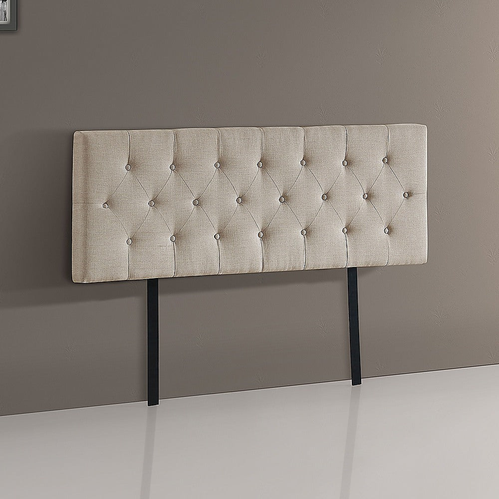 Linen Fabric Double Bed Deluxe Headboard Bedhead Beige