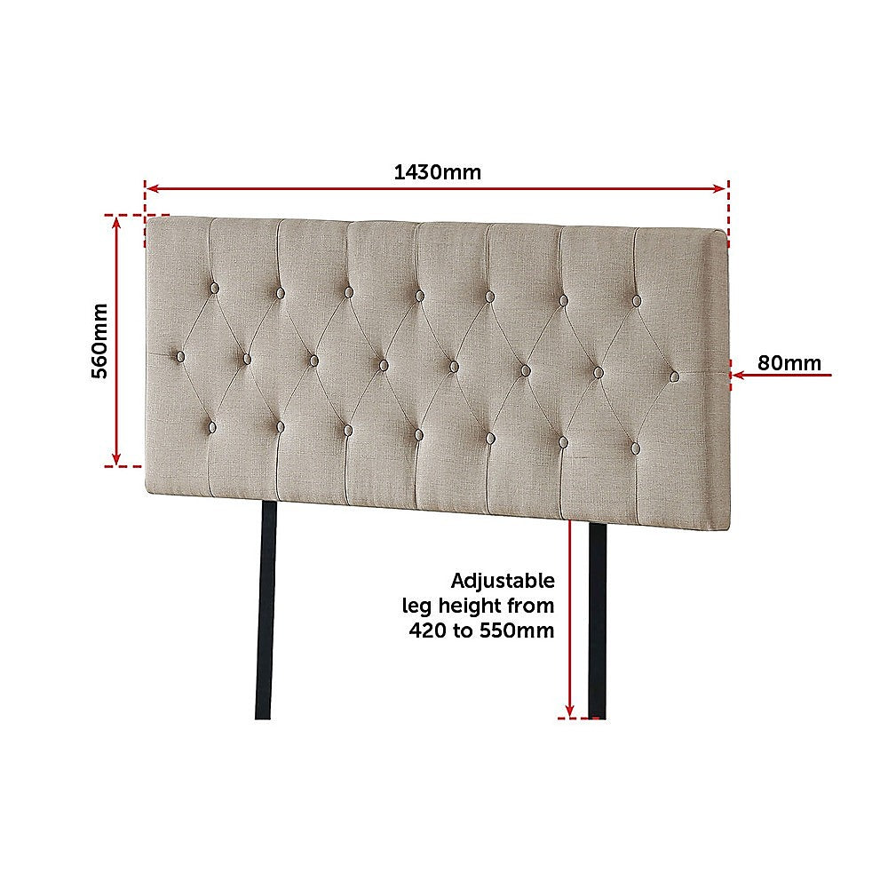 Linen Fabric Double Bed Deluxe Headboard Bedhead Beige