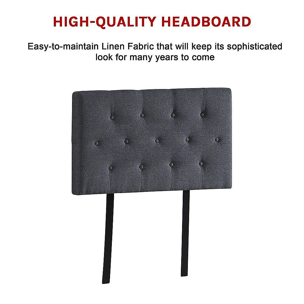 Linen Fabric Single Bed Deluxe Headboard Bedhead Grey