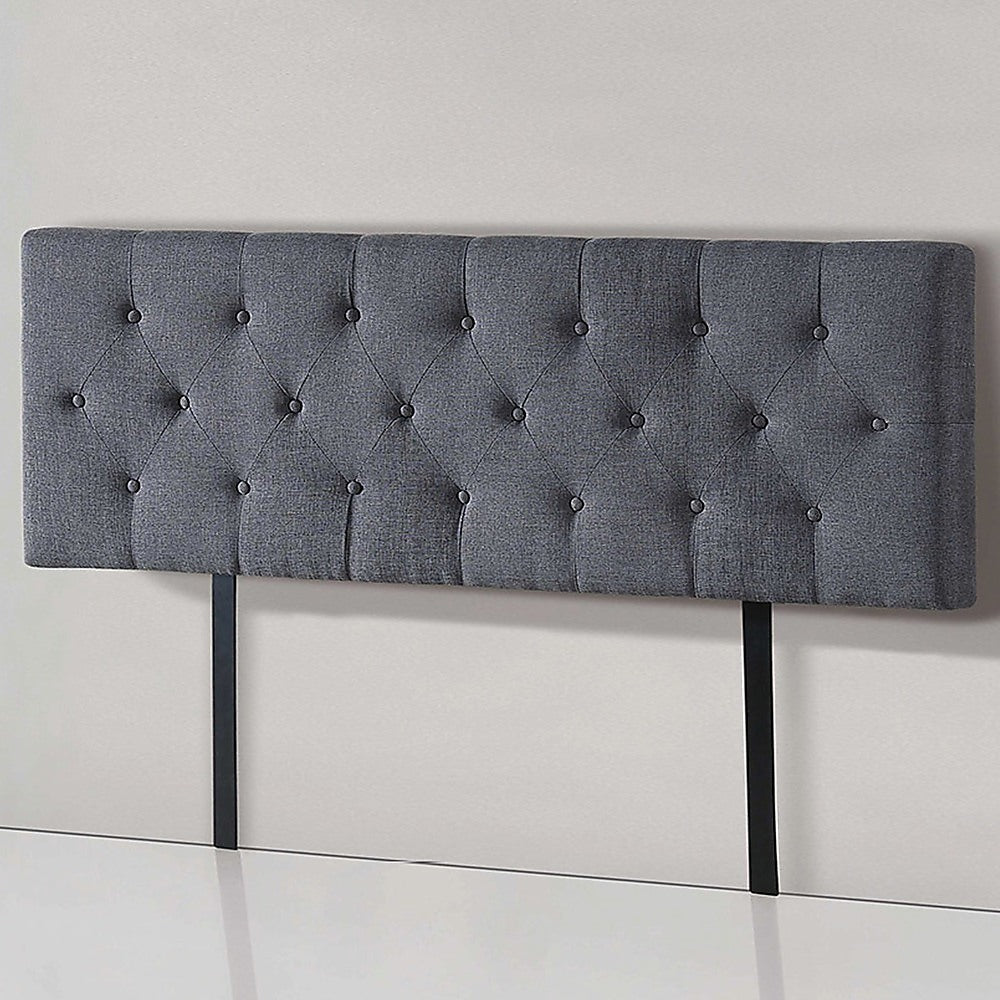 Linen Fabric Queen Bed Deluxe Headboard Bedhead Grey
