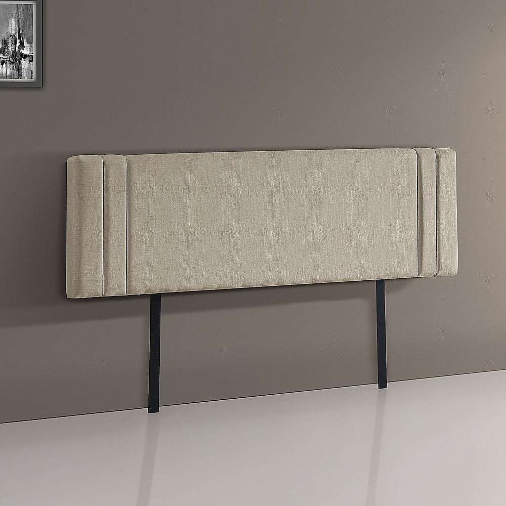 Linen Fabric King Bed Deluxe Headboard Bedhead Beige