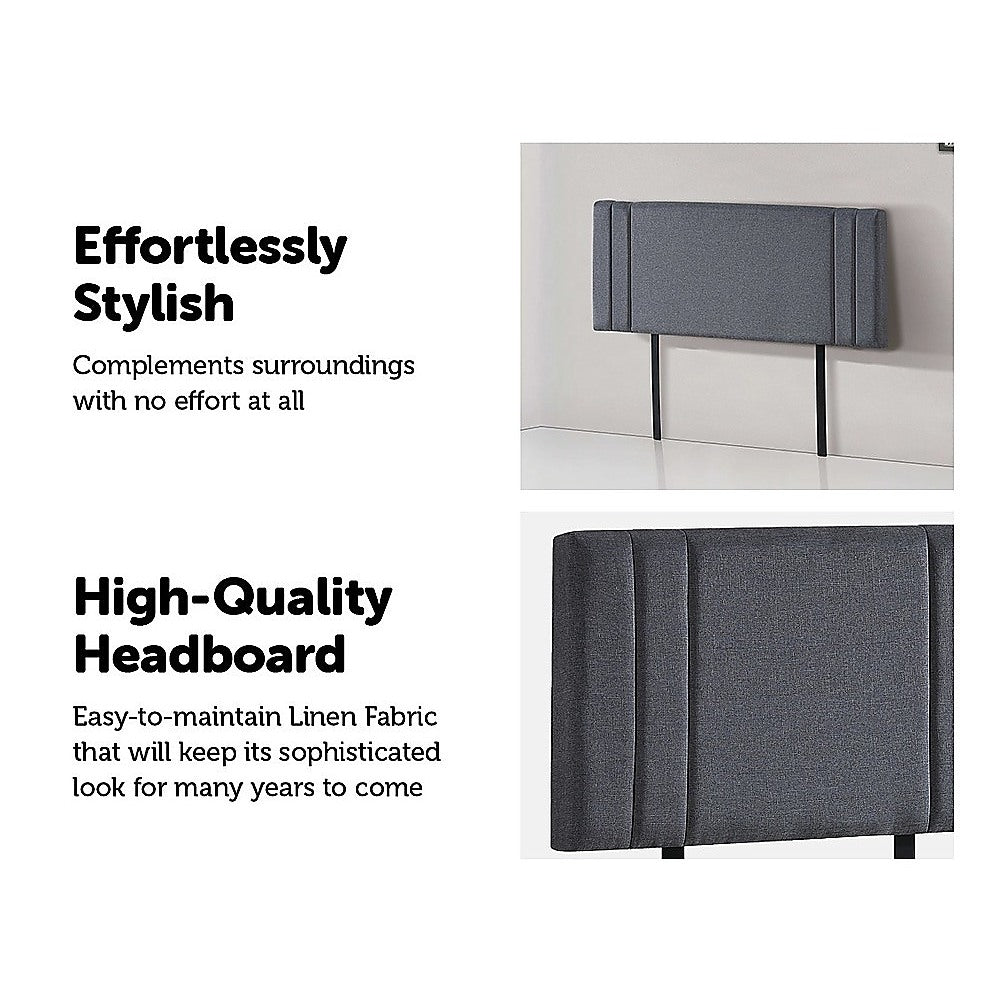 Linen Fabric Double Bed Deluxe Headboard Bedhead Grey