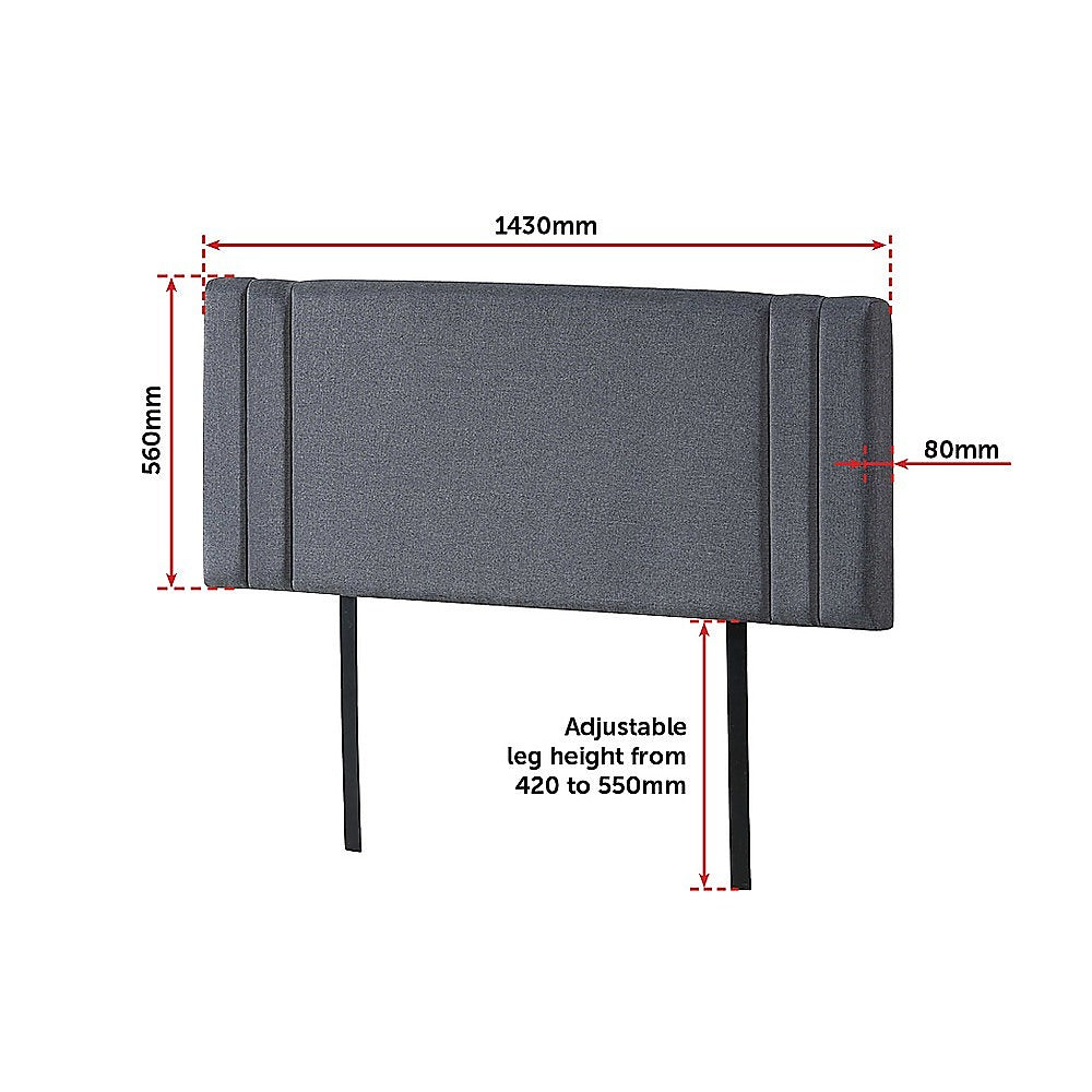 Linen Fabric Double Bed Deluxe Headboard Bedhead Grey