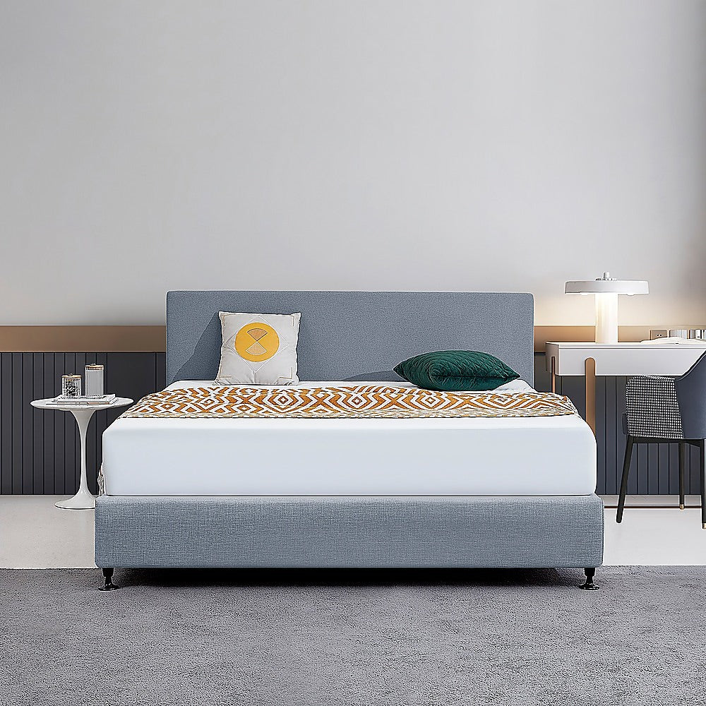 Linen Fabric King Bed Deluxe Headboard Bedhead Berlin Blue