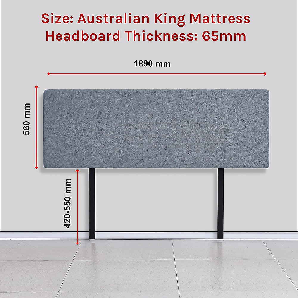 Linen Fabric King Bed Deluxe Headboard Bedhead Berlin Blue