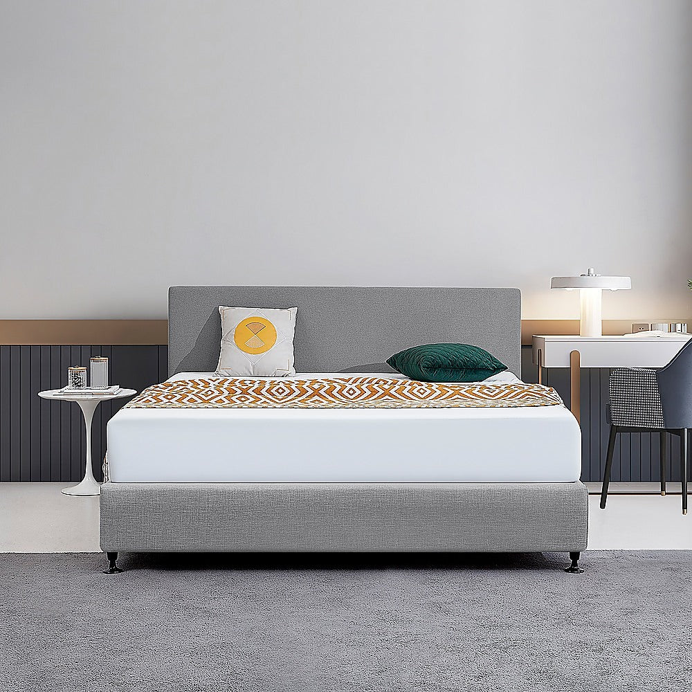 Linen Fabric King Bed Deluxe Headboard Bedhead Night Ash