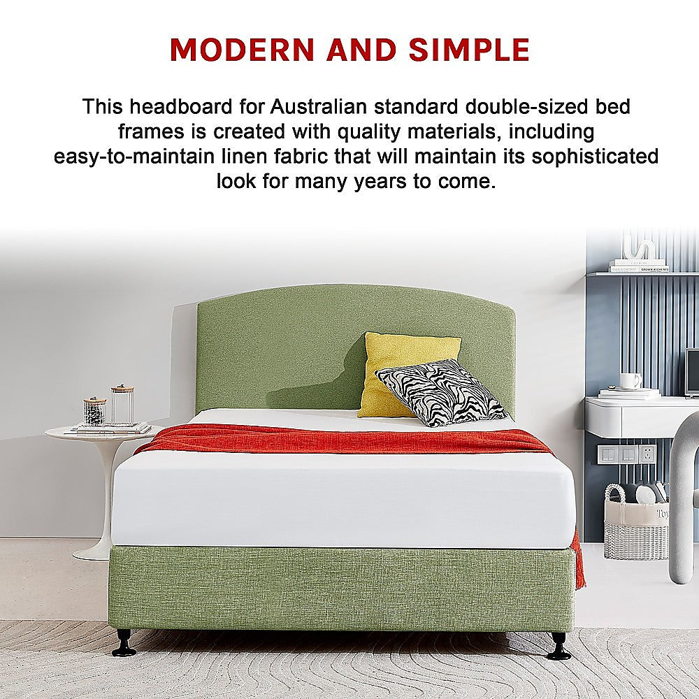 Linen Fabric Double Bed Curved Headboard Bedhead Olive Green