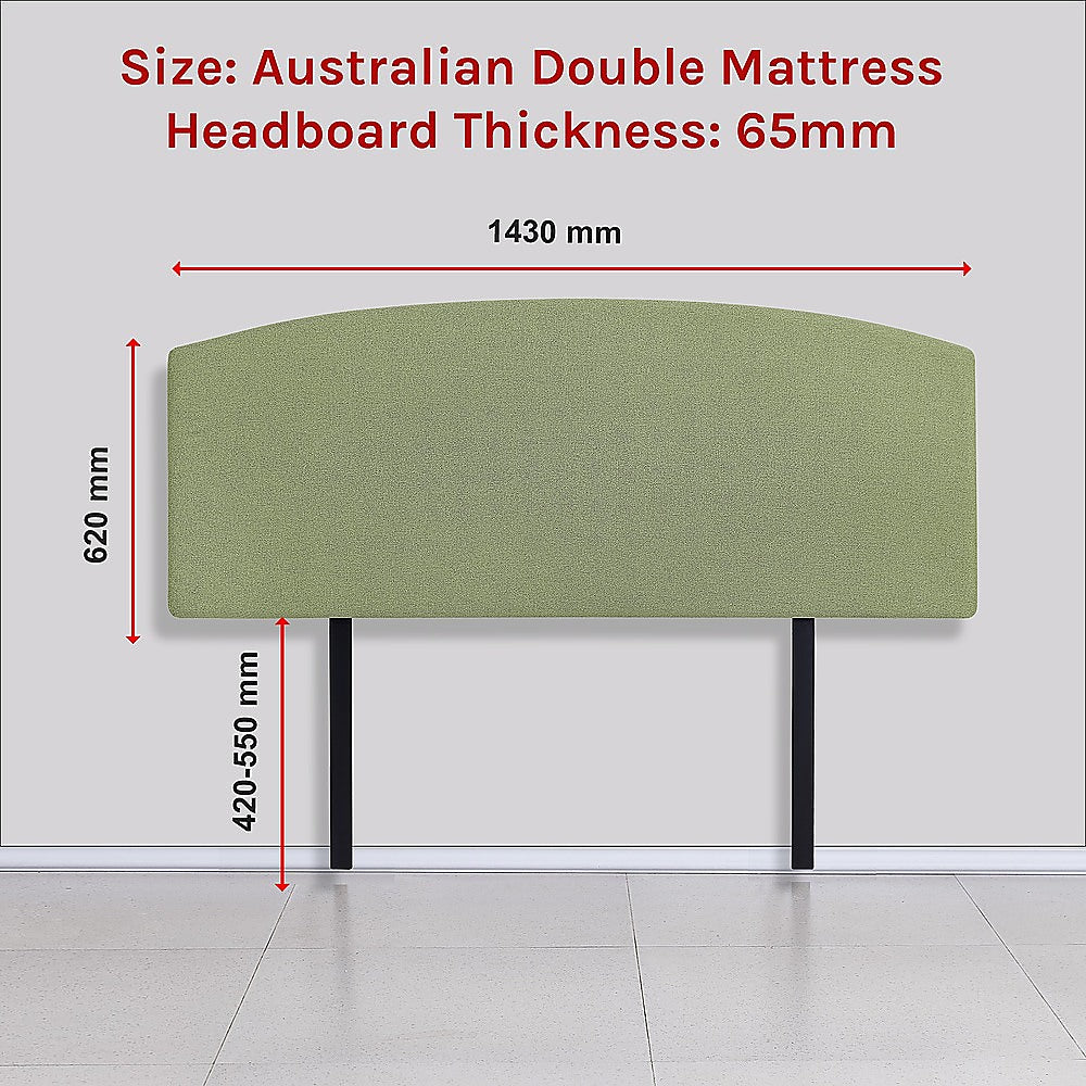Linen Fabric Double Bed Curved Headboard Bedhead Olive Green