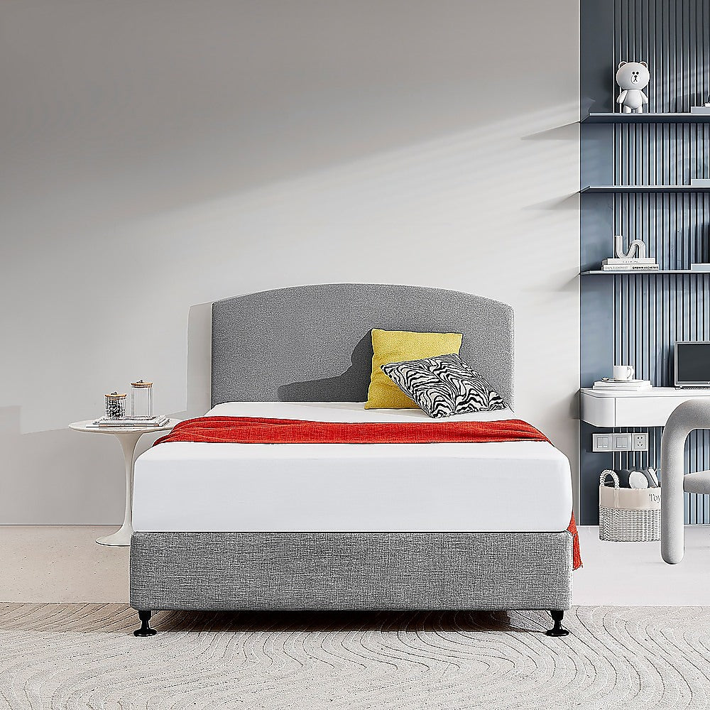 Linen Fabric Double Bed Curved Headboard Bedhead Night Ash