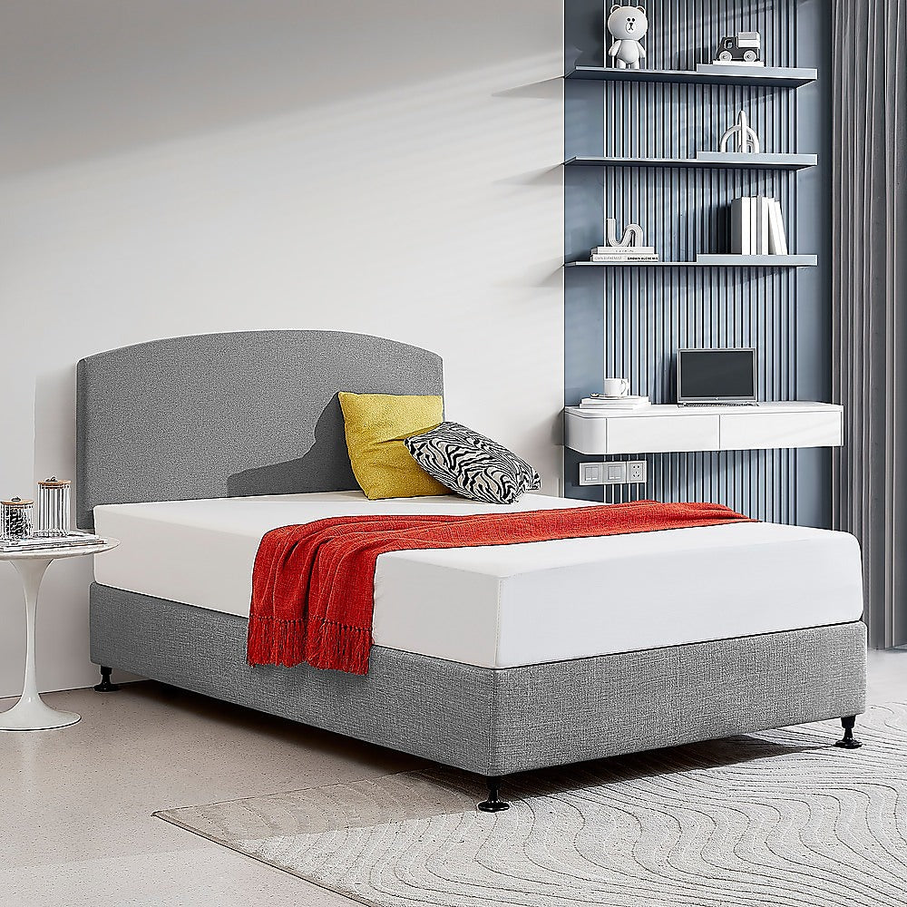 Linen Fabric Double Bed Curved Headboard Bedhead Night Ash