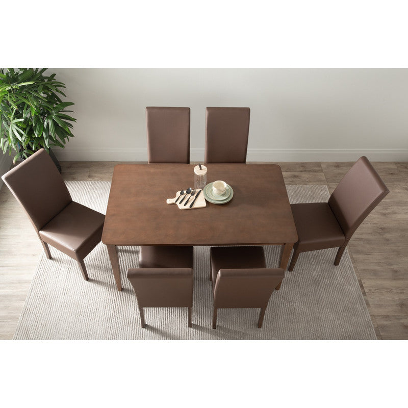 ALLEGRO Dining Table + 6x MESI Dining Chair - 7 Piece Dining Set Cocoa