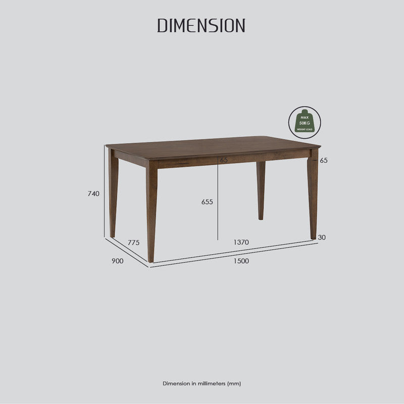 ALLEGRO Dining Table + 6x MESI Dining Chair - 7 Piece Dining Set Cocoa