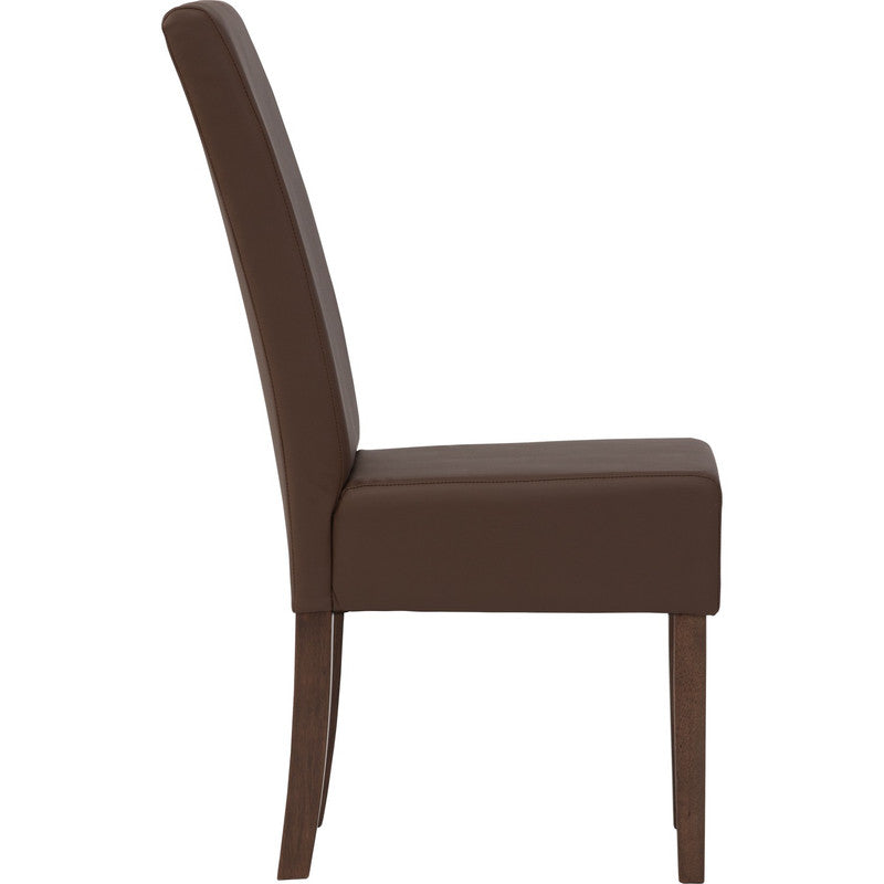 2x Mesi Dining Chair Cocoa Legs Mocha Vinyl Upholstery