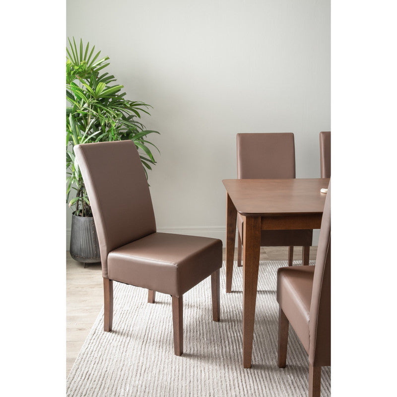 2x Mesi Dining Chair Cocoa Legs Mocha Vinyl Upholstery