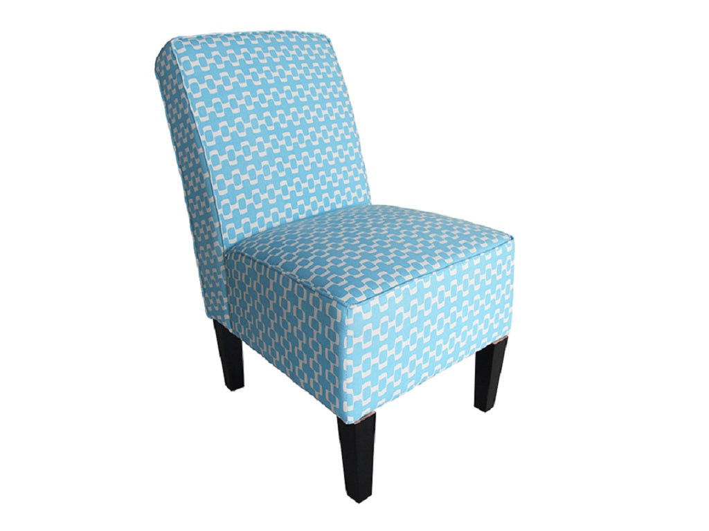 Cafe Lounge Couch Ramie Cotton Fabric Accent Dining Relax Chair Blue