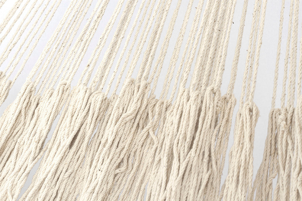 Outdoor undercover cotton Mayan Legacy hammock with crocheted tassels King Size Marble