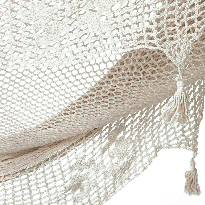 Outdoor undercover cotton Mayan Legacy hammock with crocheted tassels King Size Marble