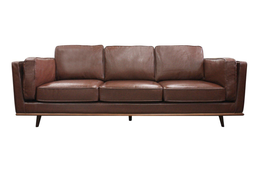 3 Seater Leatherette Brown Sofa - Mckenzie - House Things Furniture > Sofas