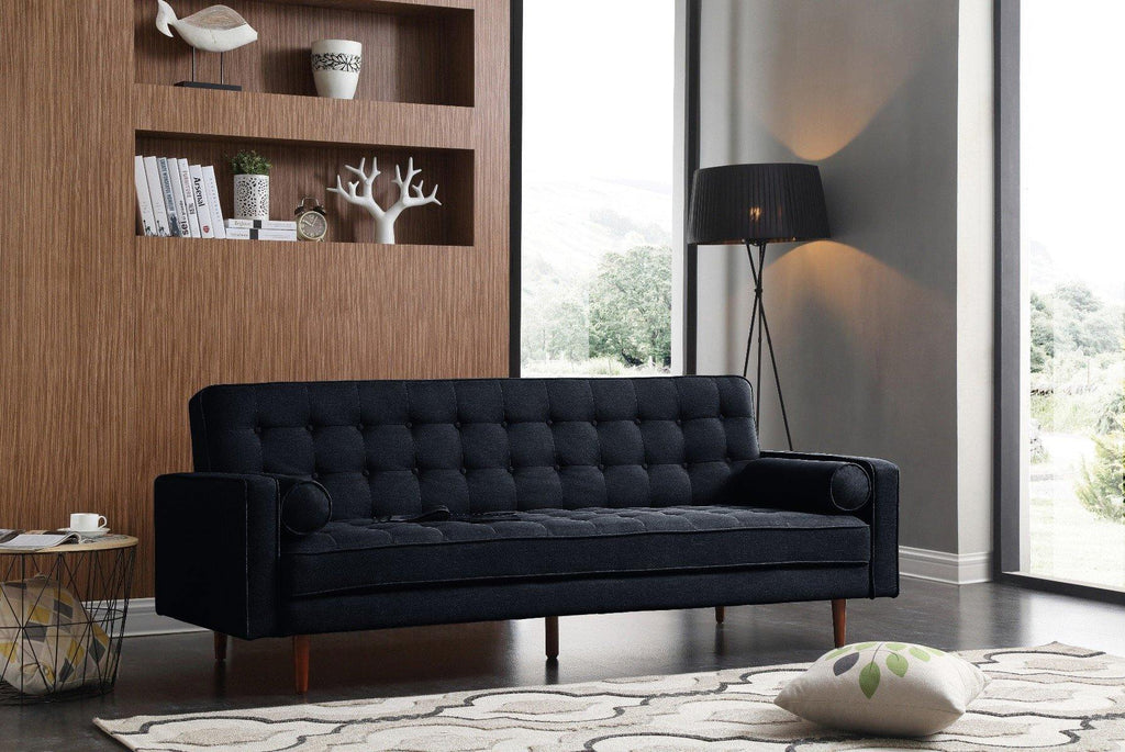 Sofa Irving Black Velvet Fabric - House Things Furniture > Sofas