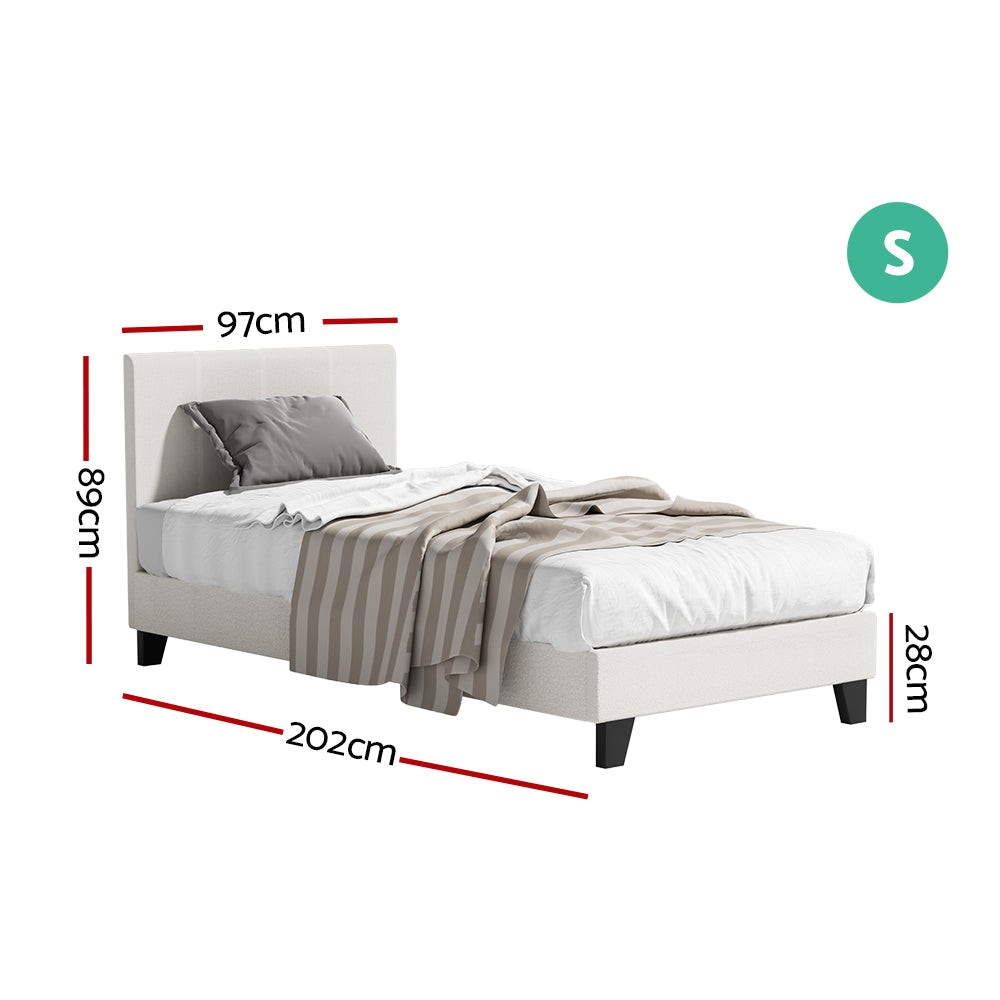 Artiss Bed Frame King Single Size Boucle Fabric Mattress Base Platform Wooden - House Things Furniture > Bedroom