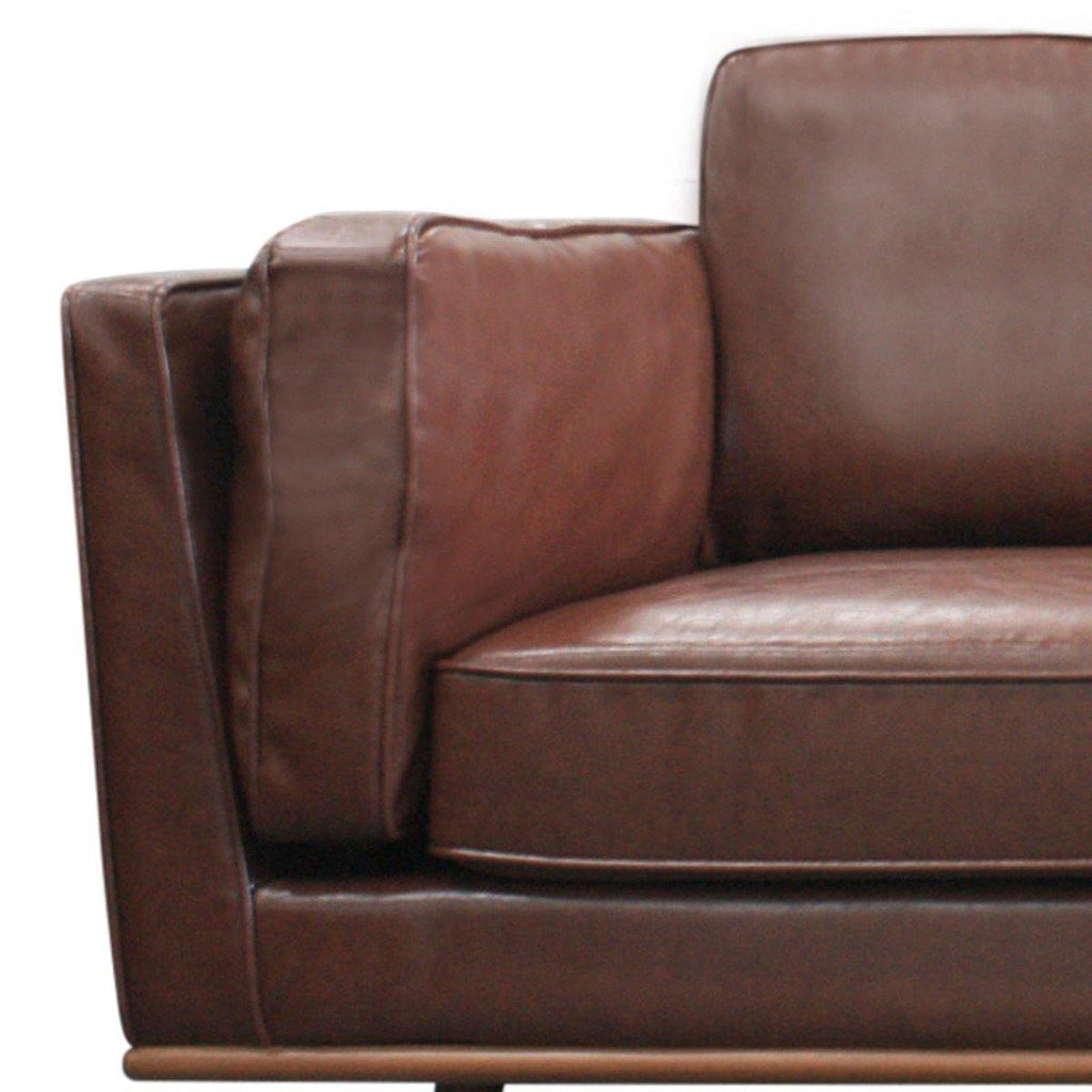 3 Seater Leatherette Brown Sofa - Mckenzie - House Things Furniture > Sofas