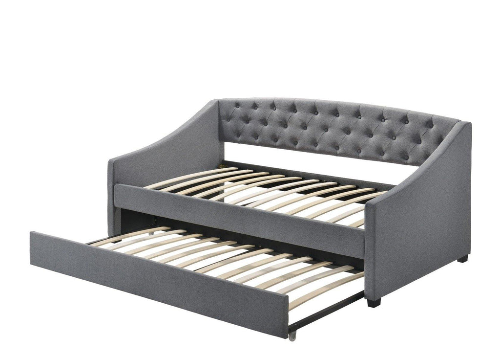 Daybed with trundle bed frame fabric upholstery - grey - House Things Array