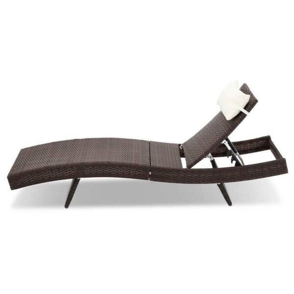 Outdoor Wicker Sun Lounge - Brown - House Things Furniture > Outdoor