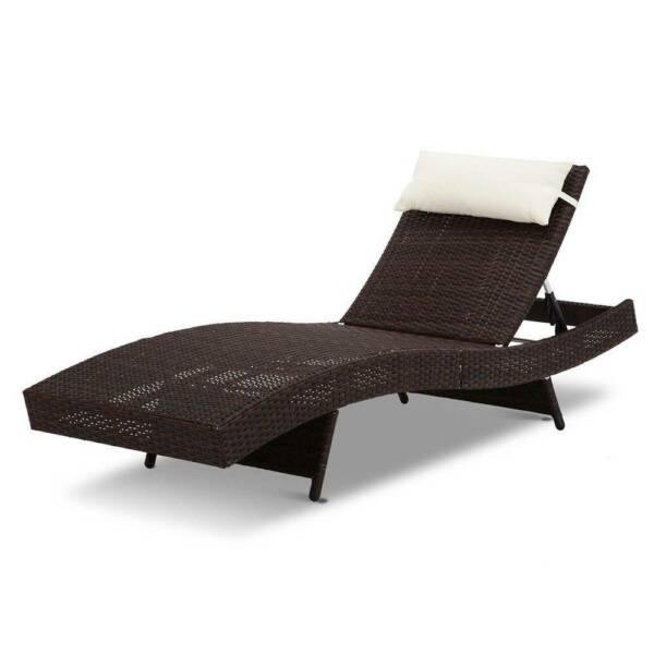 Outdoor Wicker Sun Lounge - Brown - House Things Furniture > Outdoor