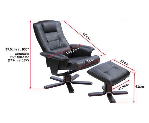 Leather Massage Chair Recliner - Black - Housethings 