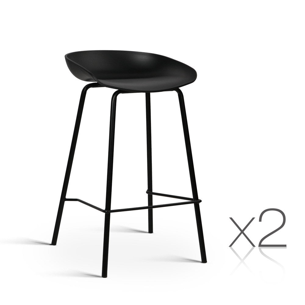 Jackie 2 Metal Bar Stools - Black - House Things Furniture > Bar Stools & Chairs