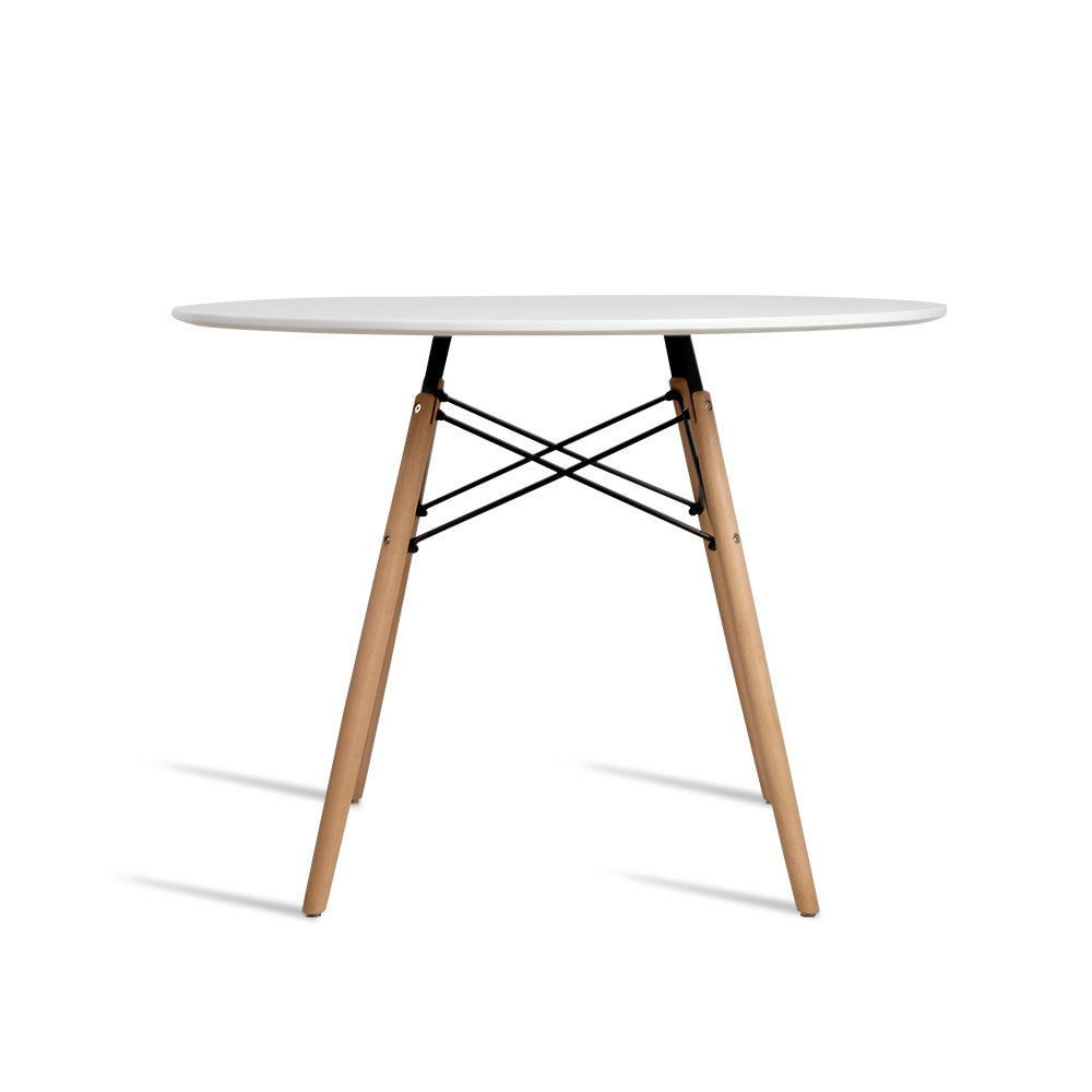 White Replica Eames DSW Round Dining Table 4 Seater 100cm - House Things Furniture > Dining