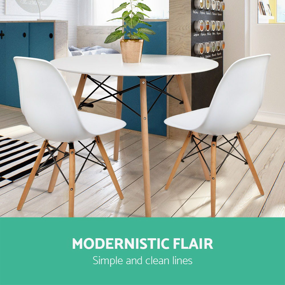 White Replica Eames DSW Round Dining Table 4 Seater 100cm - House Things Furniture > Dining