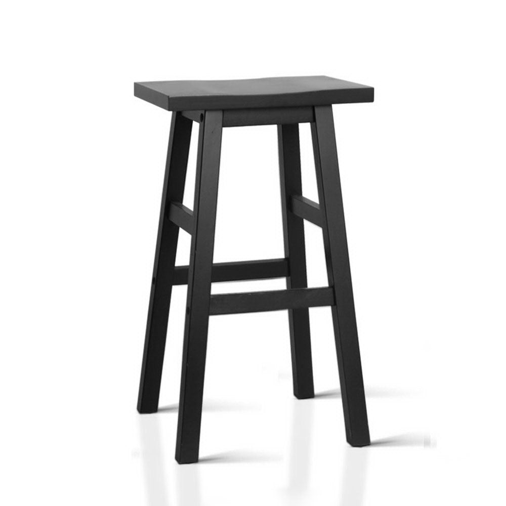 Marlin 2 x Wooden Backless Bar Stools - Black - House Things Furniture > Bar Stools & Chairs
