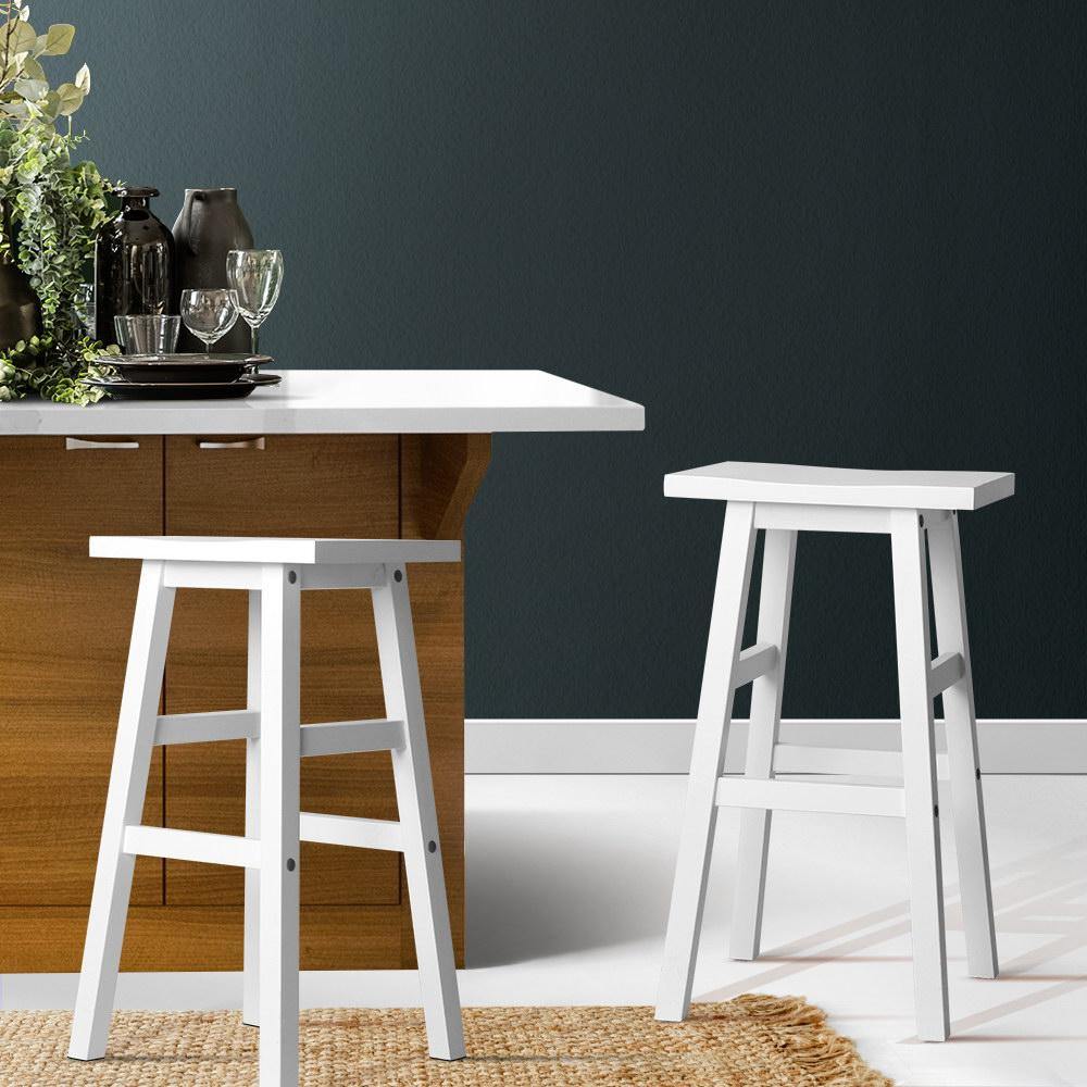 Set of 2 MARLIN Wooden Backless Bar Stools - White - House Things Furniture > Bar Stools & Chairs