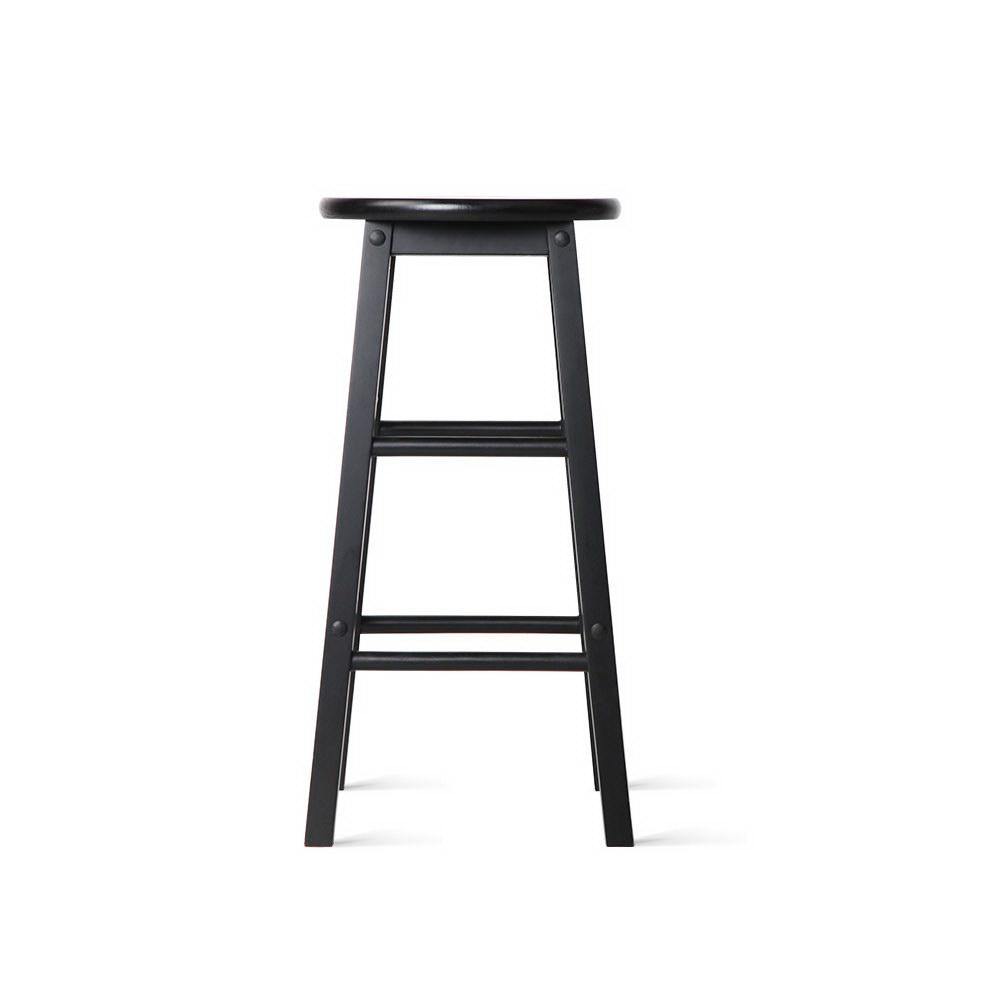 Set of 2 ZIGGY Beech Wood Backless Bar Stools - Black - House Things Furniture > Bar Stools & Chairs