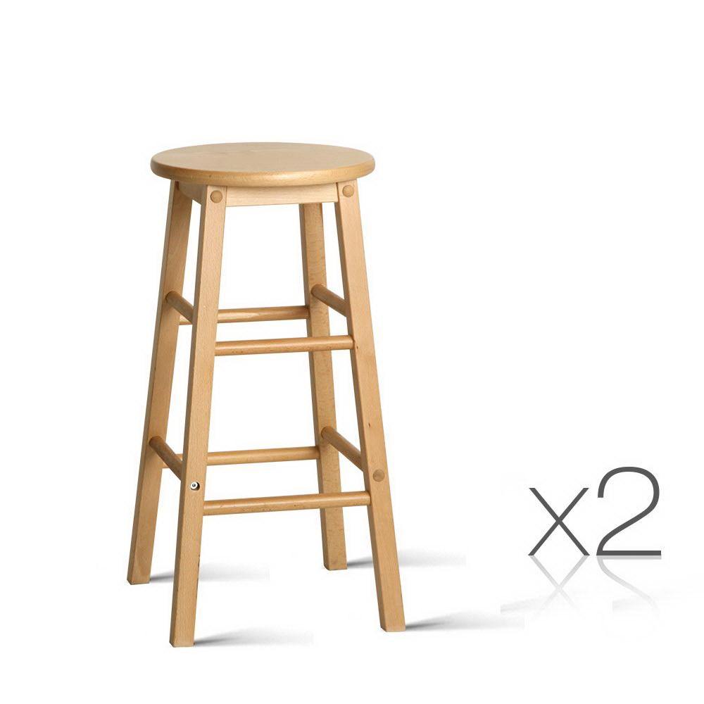 Set of 2 ZIGGY Beech Wood Backless Bar Stools - Natural - House Things Furniture > Bar Stools & Chairs