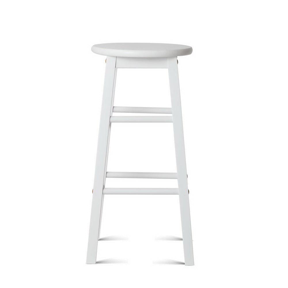 Set of 2 ZIGGY Beech Wood Backless Bar Stools - White - House Things Furniture > Bar Stools & Chairs