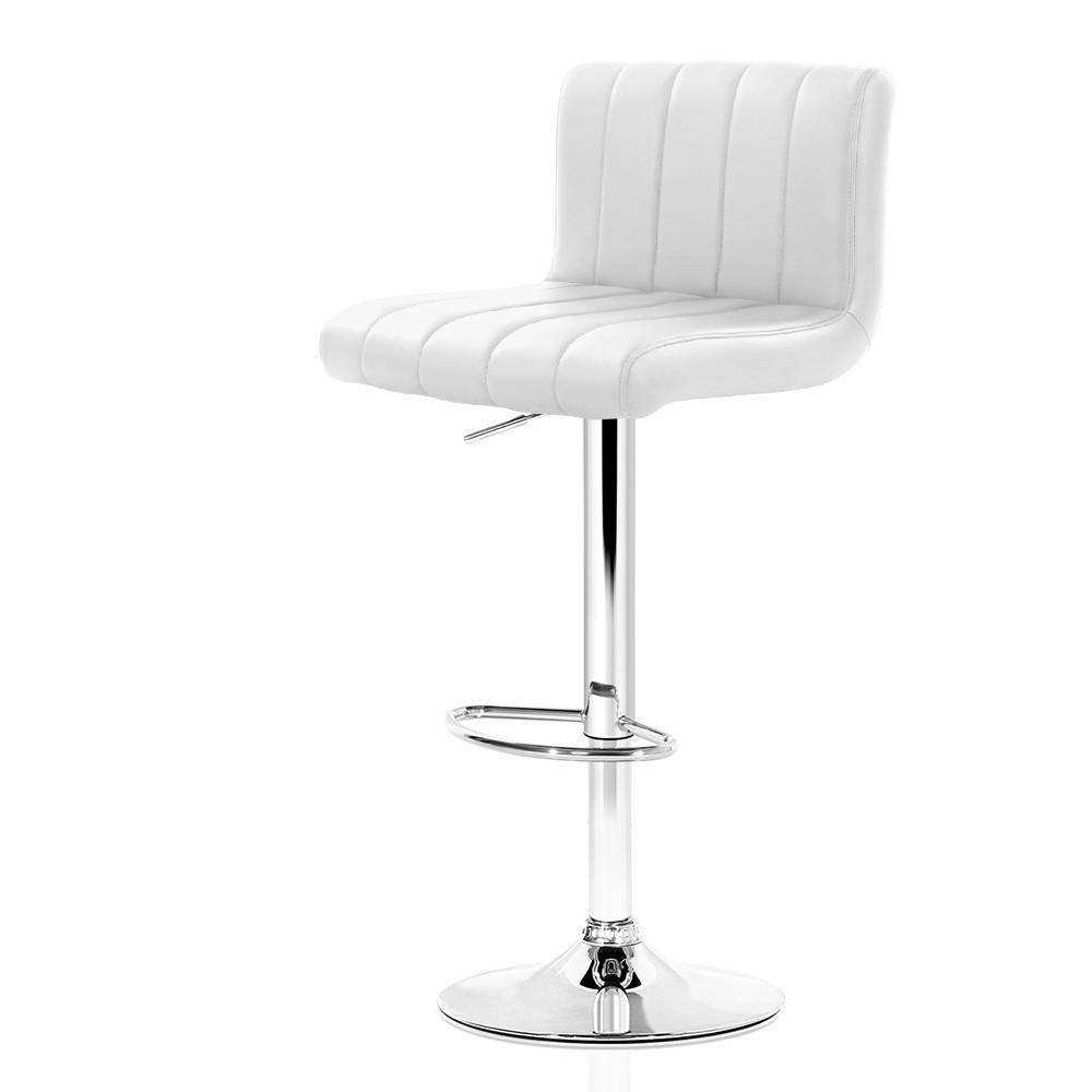 Cosmo White Padded Leather Bar Stools Gas Lift Swivel - Set of 2 - House Things Furniture > Bar Stools & Chairs