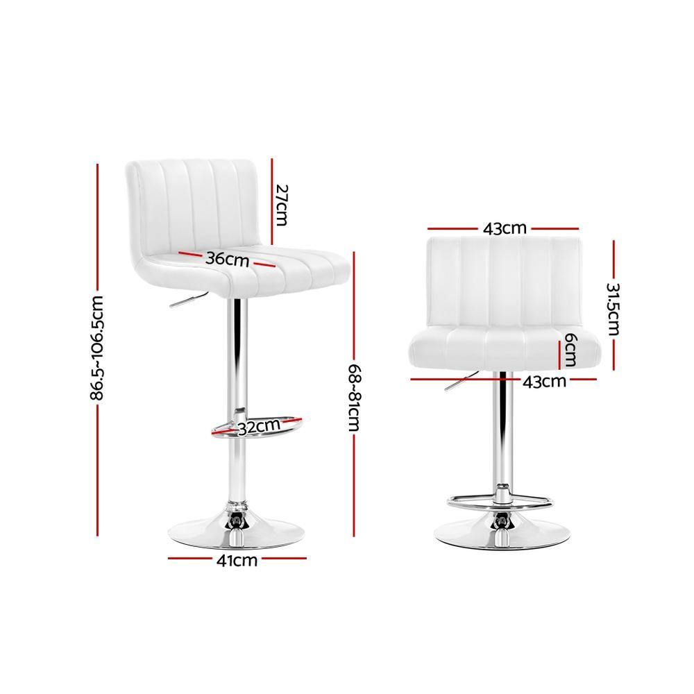 Cosmo White Padded Leather Bar Stools Gas Lift Swivel - Set of 2 - House Things Furniture > Bar Stools & Chairs