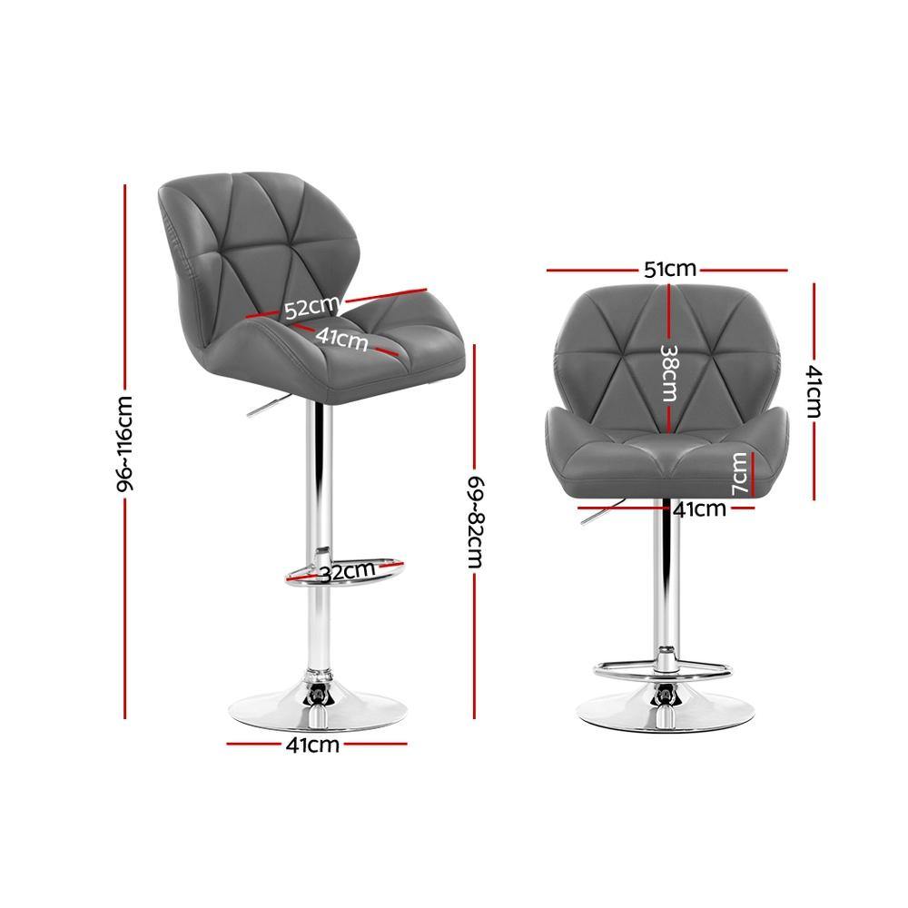 Lexi Grey Bar Stools Gas Lift Swivel Leather Chrome - Set of 2 - House Things Furniture > Bar Stools & Chairs