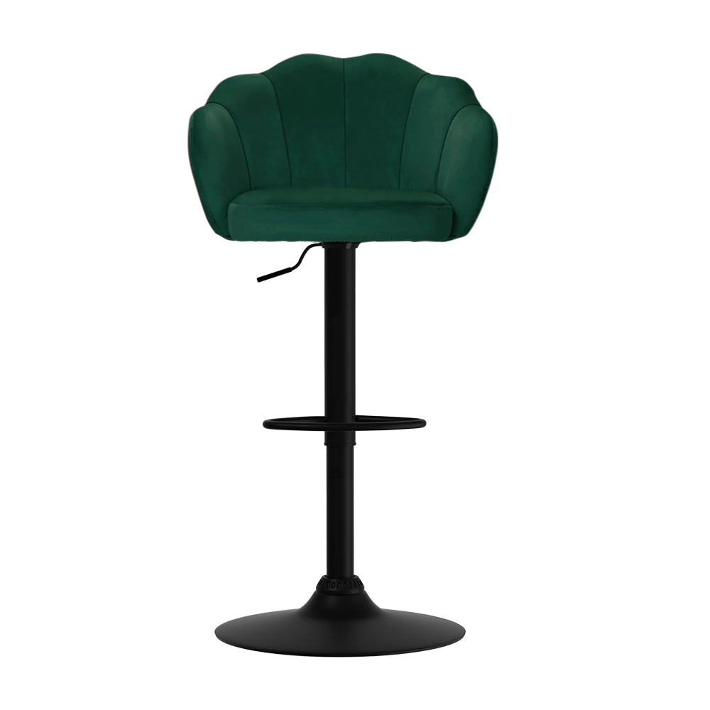 Artiss Set of 2 Bar Stools Kitchen Stool Swivel Chair Gas Lift Velvet Chairs Green Nessah - House Things Furniture > Bar Stools & Chairs
