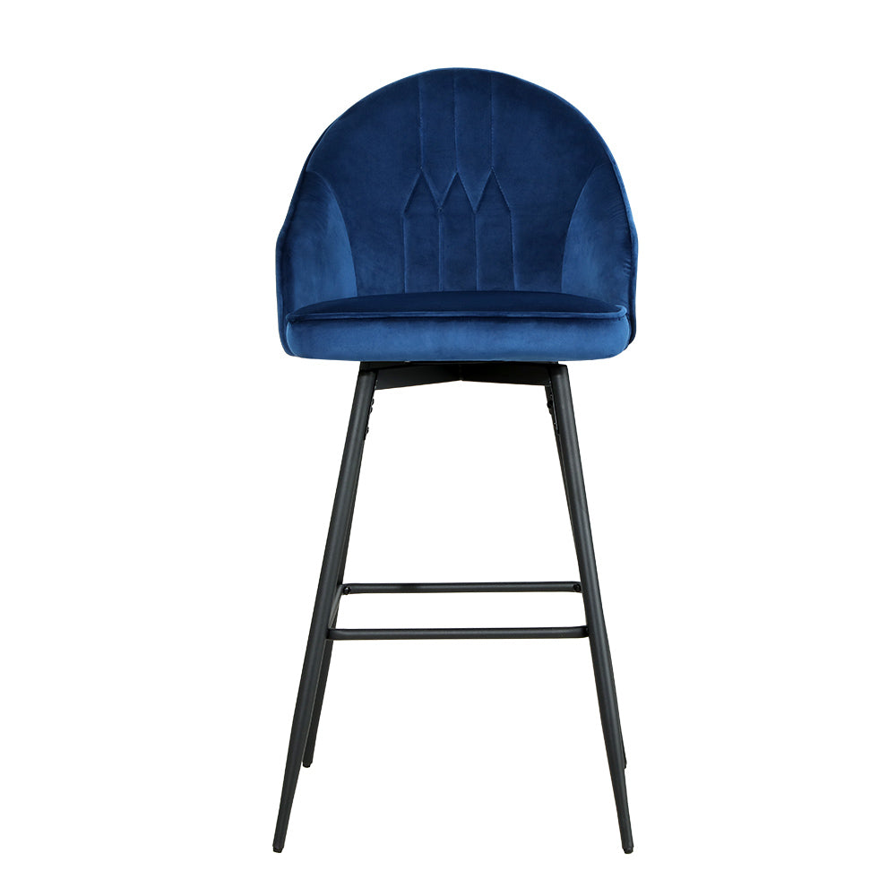 Martini Set of 2 Swivel Bar Stools Velvet Blue - House Things Furniture > Bar Stools & Chairs