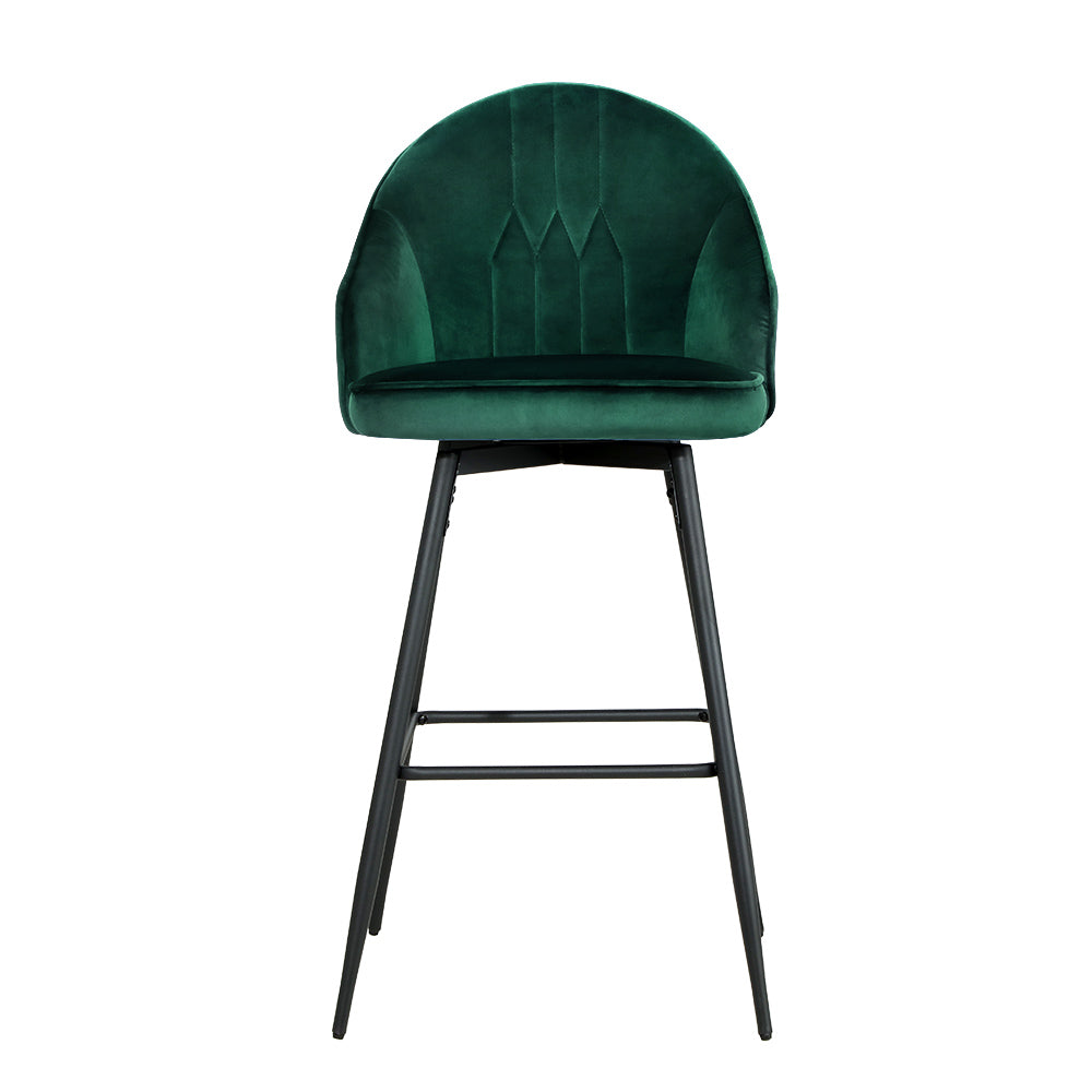 Martini Set of 2 Swivel Bar Stools Velvet Emerald Green - House Things Furniture > Bar Stools & Chairs