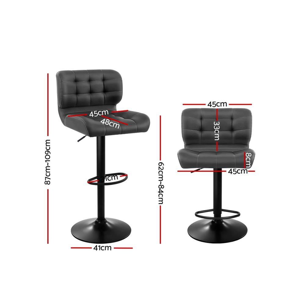 Coco Gas Lift Bar Stools Swivel Grey - Set of 2 - House Things Furniture > Bar Stools & Chairs