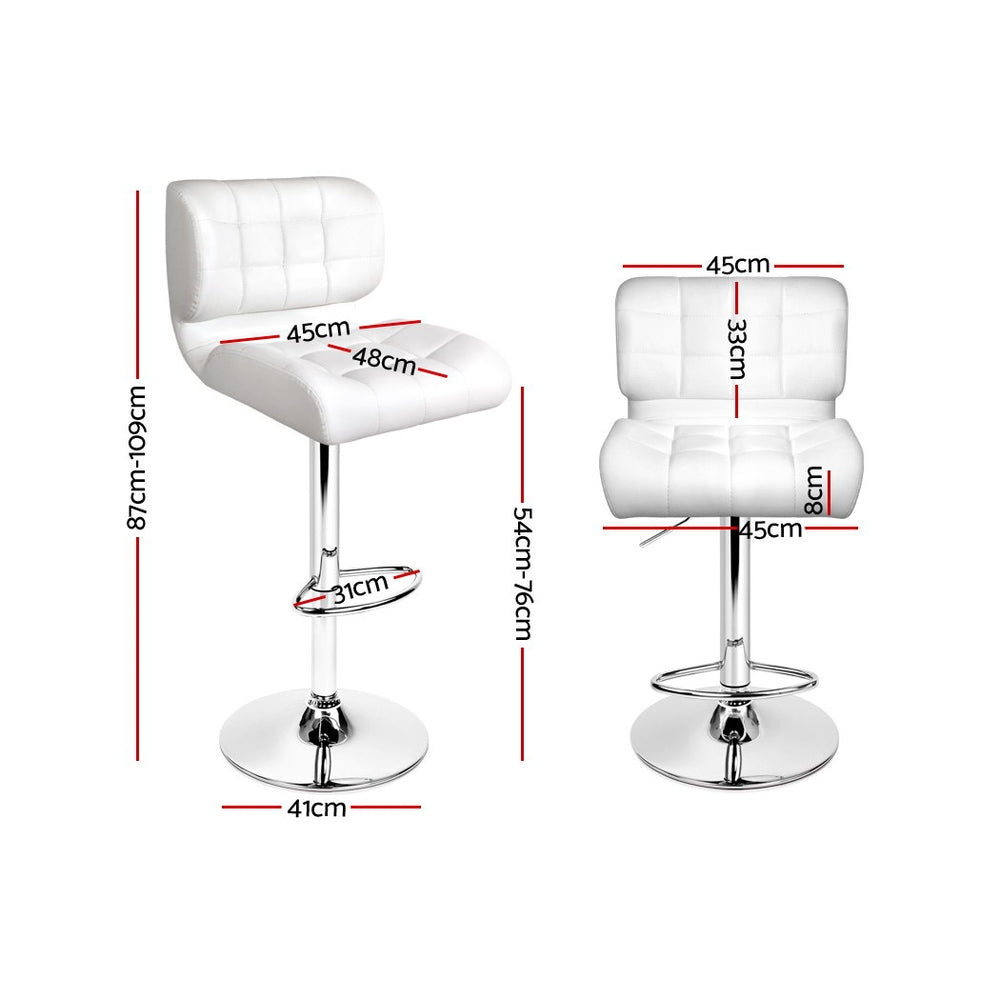 Toddles 2 x PU Leather Gas Lift Bar Stools - White - House Things Furniture > Bar Stools & Chairs