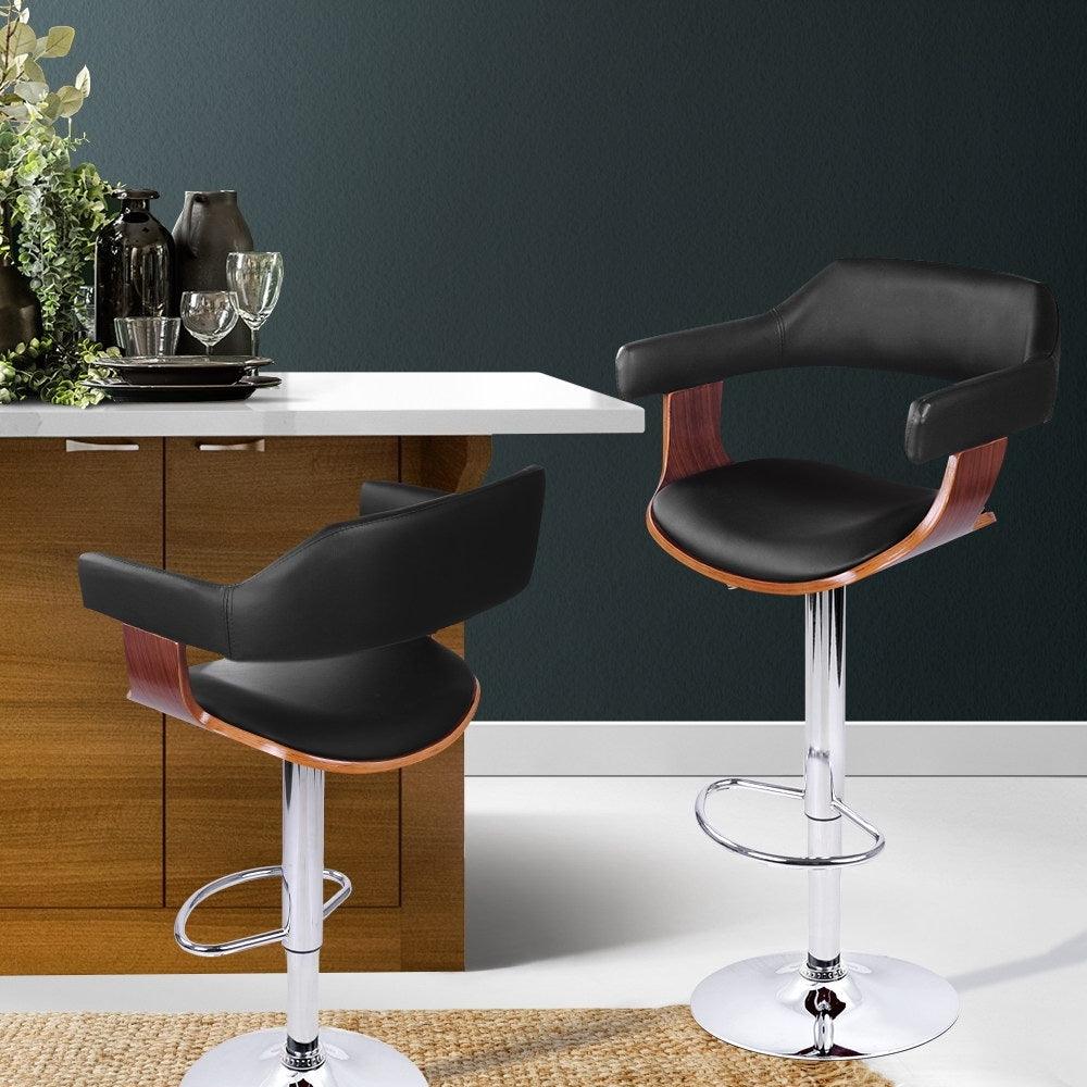 BARTON Wooden Bar Stool - Black Padded Seat - Arm rests - House Things Furniture > Bar Stools & Chairs