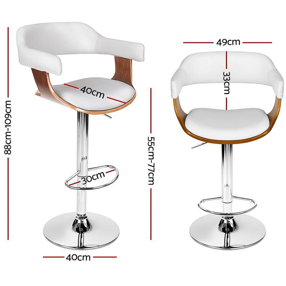 Finni White Gas Lift Swivel Bar Stool With Wood Set of 2 - House Things Furniture > Bar Stools & Chairs