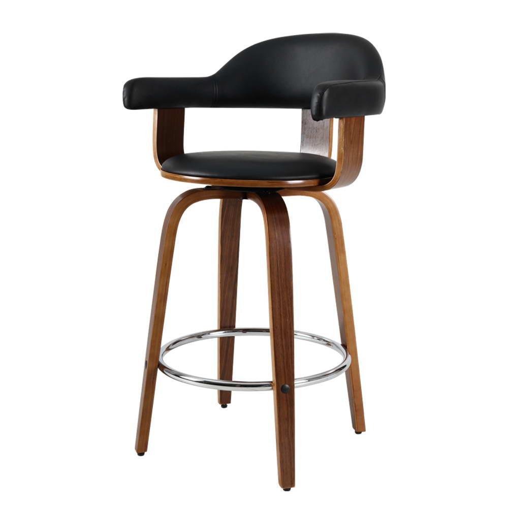 Crichton Black Swivel Bar Stool Wooden Black Set of 2 - House Things Furniture > Bar Stools & Chairs