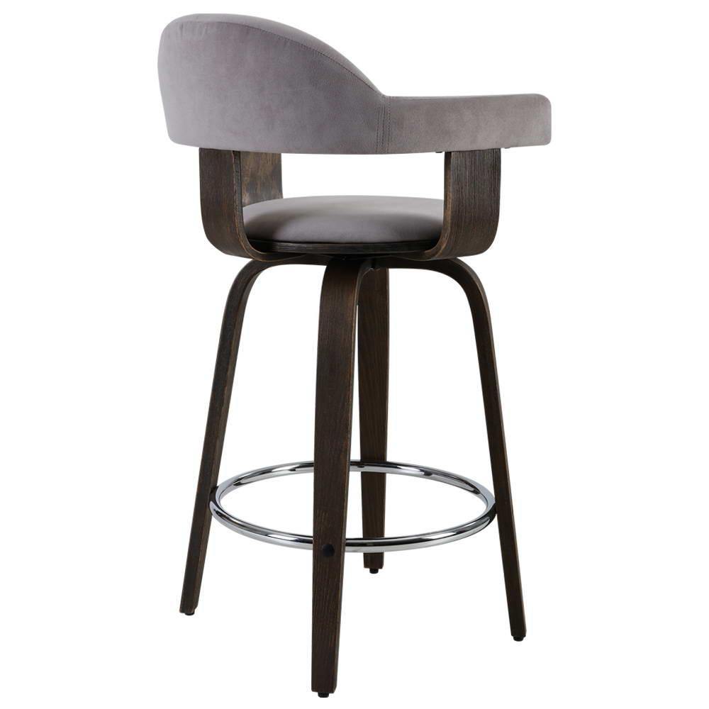 Ilona Grey Swivel Bar Stool with Wooden Armrests - Set of 2 - House Things Furniture > Bar Stools & Chairs